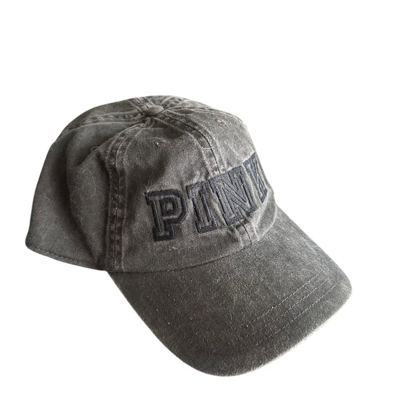 Victoria's Secret PINK Charcoal Gray Embroidered Logo Baseball Cap Hat NWT - Picture 1 of 3
